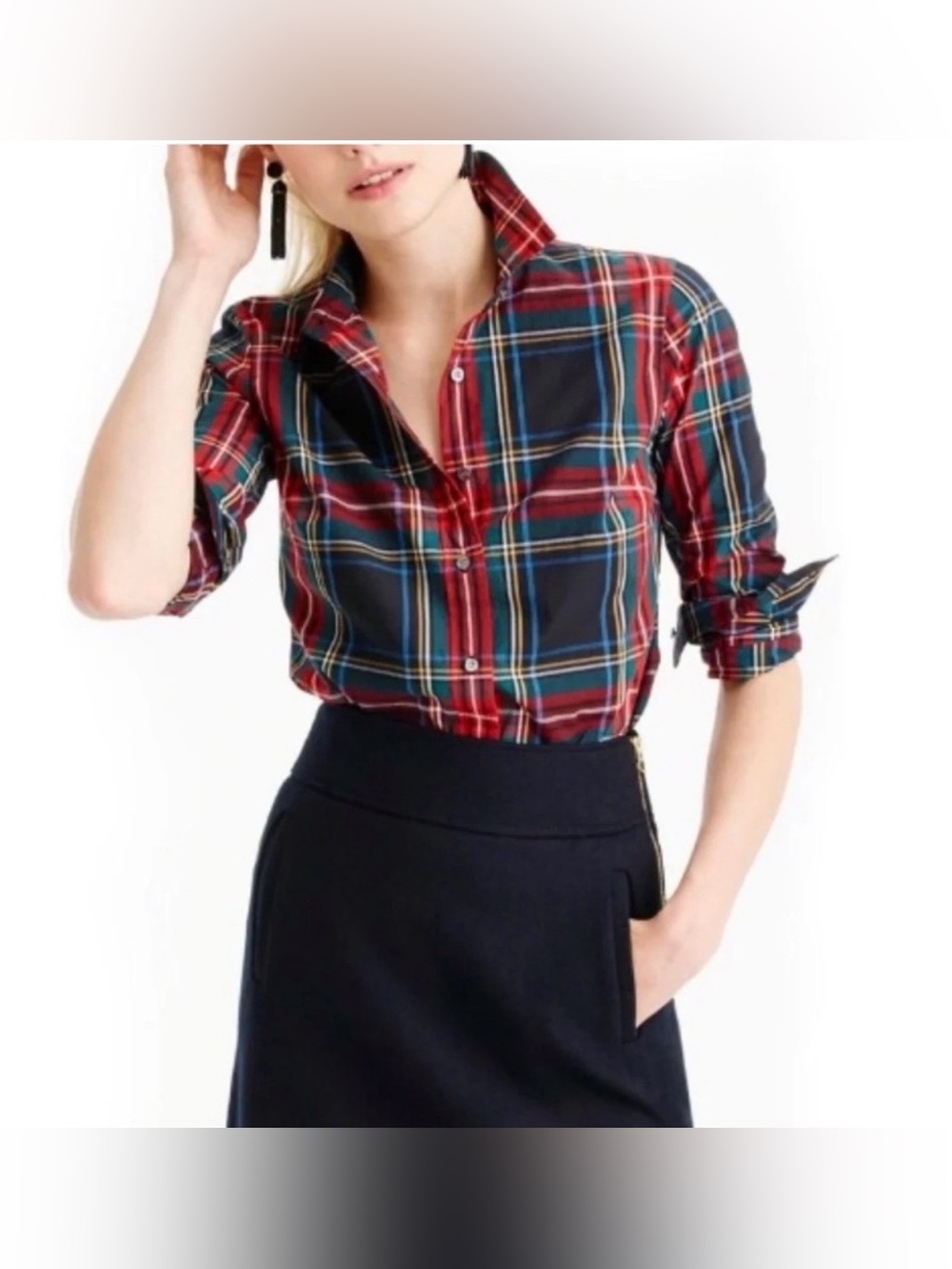 J Crew Perfect Fit‎ Button Up Tartan Plaid Long Sleeve Size Small